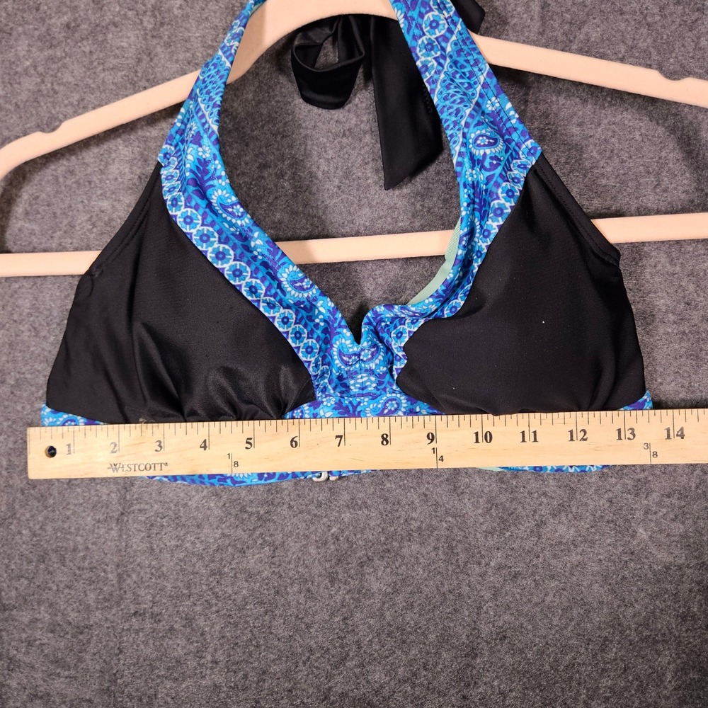 Athleta Womens Blue Paisley Halter Bikini Top Underwire Beach Vacation Sz 36 B/C - Picture 5 of 10